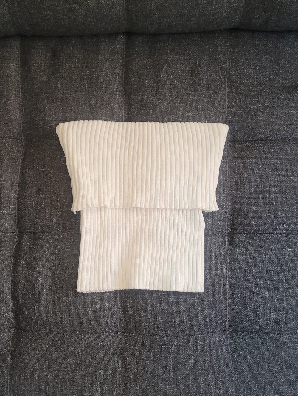 Zara Cream Ribbed Knit Tube Top